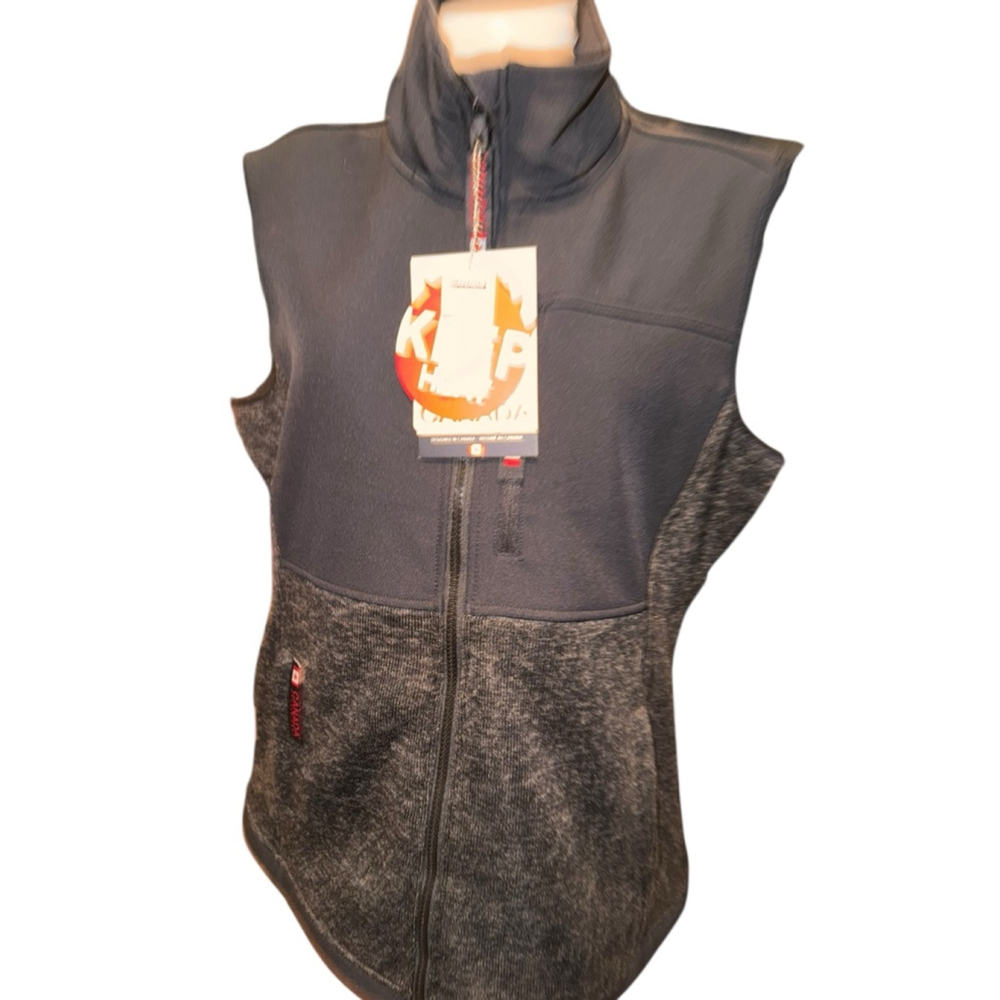 Women's CANADA weathergear Gray & Black Full Zip Vest XL